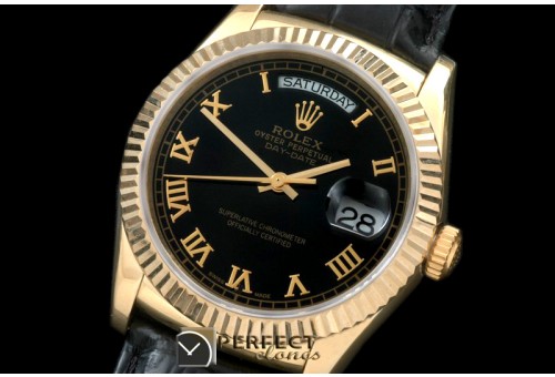 RLDDF60113L DayDate Fluted Black Roman YG/LE Asian 2813