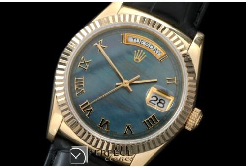 RLDDF60119L DayDate Fluted M-Green Roman YG/LE Asian 2813