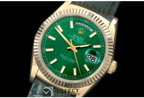 RLDDF60104L DayDate Fluted Green YG/LE Asian 2813