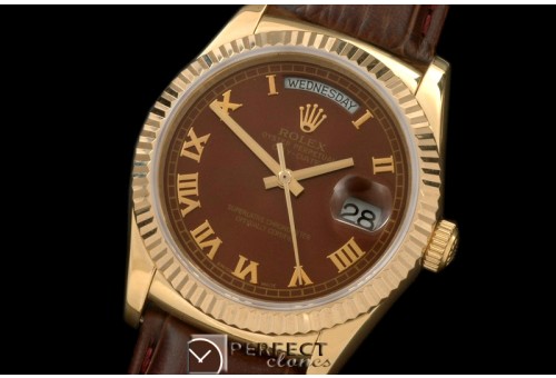 RLDDF60017L DayDate Fluted M-White Roman YG/LE Asian 2836