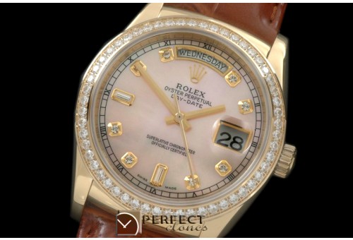 RLDDF60128LD DayDate Diam Bez M-Pink Diam YG/LE Asian 2813