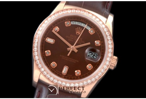 RLDDR60024LD DayDate Diam Bez Brown Diam RG/LE Asian 2836
