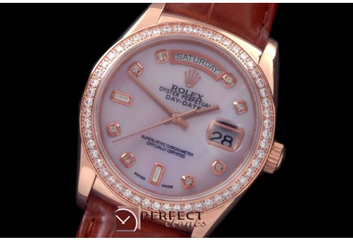 RLDDR60129LD DayDate Diam Bez M-Pink Diam RG/LE Asian 2813