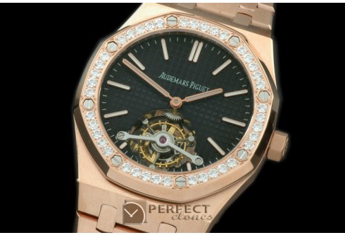 APROT10017 Royal Oak Tourbillon RG/RG/Diam Black Real Tourbillon