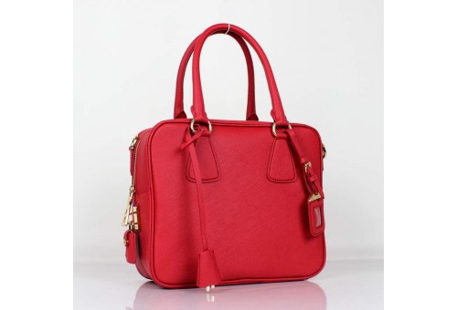 PR0757-4 BL0757 Saffiano Leather Boston Bag Red