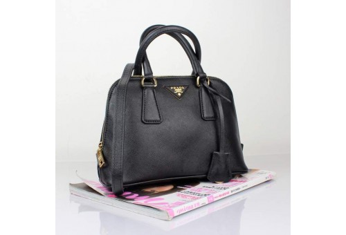 PR0838-01 BN0838 Saffiano Solid Color Leather Tote Black