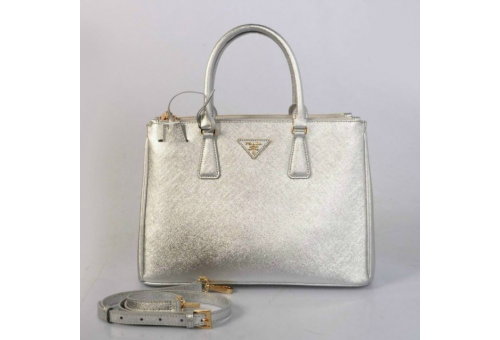 PR2274-31 B2274 Saffiano Solid Color Leather Tote Platinium