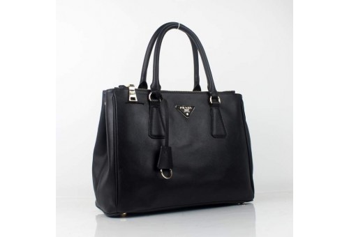 PR1786-01 BN1786 Saffiano Solid Color Leather Tote Black