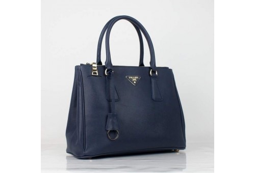 PR1786-02 BN1786 Saffiano Solid Color Leather Tote Dark Blue