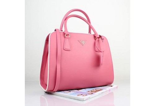 PR2609-03 BN2609 Saffiano Solid Color Leather Tote Pink