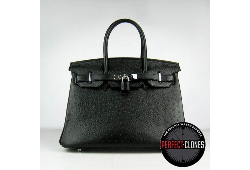 HE-30-1051 Birkin 30cm Black - Ostrich