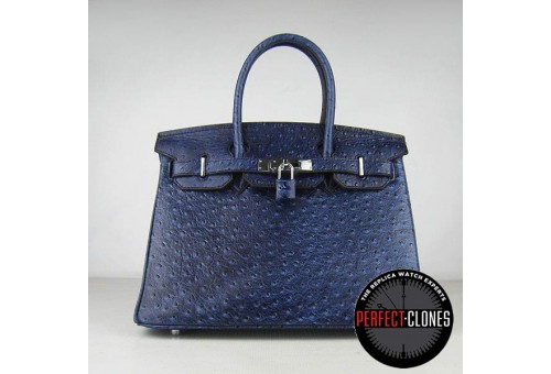 HE-30-1053 Birkin 30cm Dark Blue - Ostrich