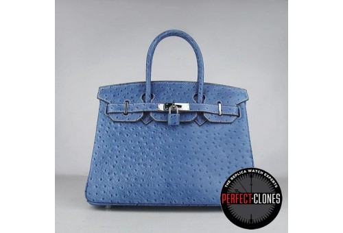HE-30-106Birkin 30cm Mid Blue - Ostrich