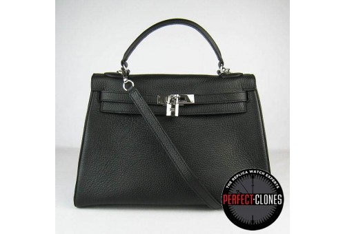 HE-K32-1001 Kelly 32cm Black - Togo Standard