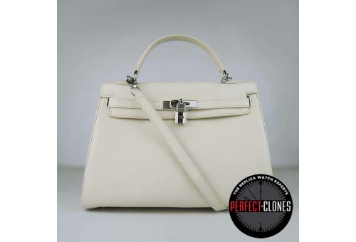 HE-K32-1002 Kelly 32cm Off White - Togo Standard