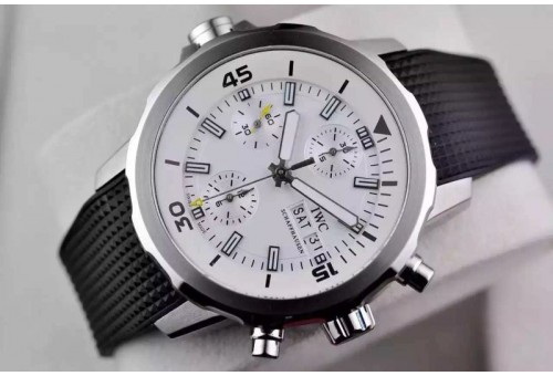 IWAQT20021 2014 Aquatimer Cousteau Diver SS/RU White A-7750