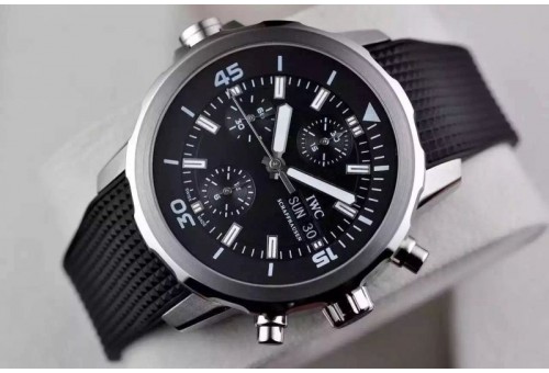 IWAQT20022 2014 Aquatimer Cousteau Diver SS/RU Black A-7750