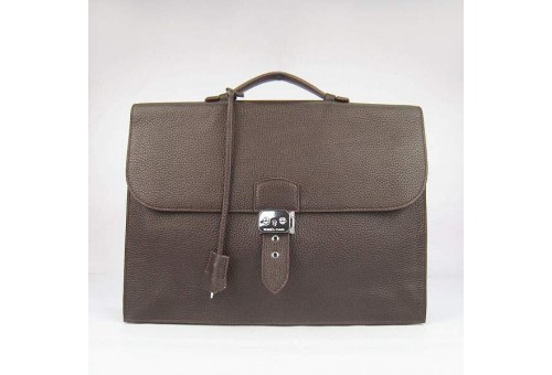 HE-DP-02 Depeches Breifcase H2813 Dark Brown - Togo Standard