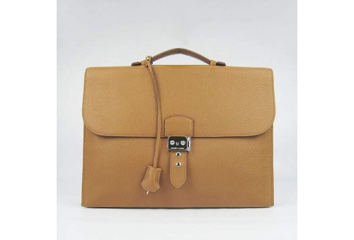 HE-DP-03 Depeches Breifcase H2813 Light Brown - Togo Standard