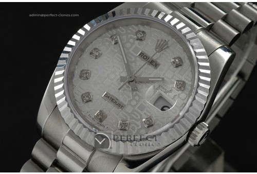 RDJMS10007 SS White Jubilee Dial Diamond Markers Swiss Eta 2836