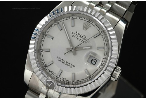RDJMS10004 SS Silver White Dial Stick Markers Swiss Eta 2836-2