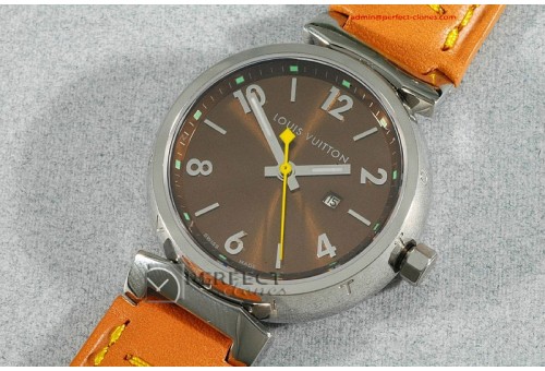 LV10001 SS Tambour Ladies In Leather Swiss Eta 2369-2
