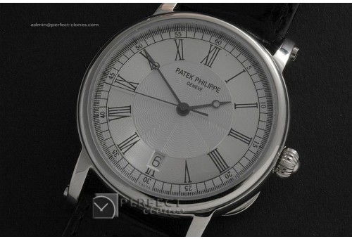 PP10053 Calatrava 5053 WG Silver Dial Swiss Eta 2824-2