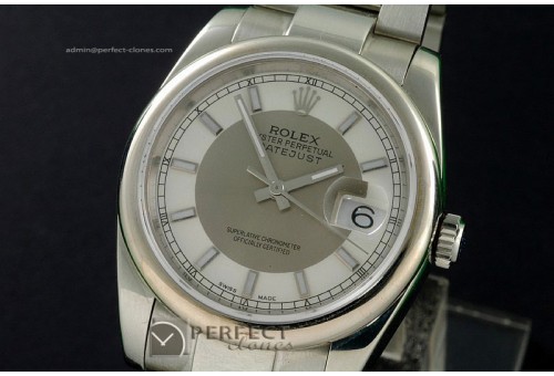 RDJMS10003 SS White/Grey Dial Stick Markers Swiss Eta 2836-2