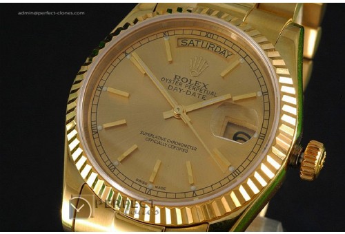 RLDDF10001 Full Gold Gold Dial Stick Marker Swiss Eta 2836-2