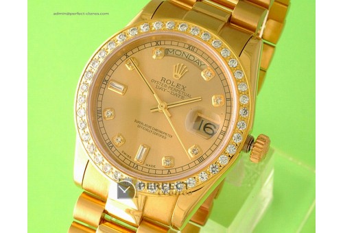 RLDDF10022 Full Gold Gold Dial Diamond Bez/Markers Eta 2836-2