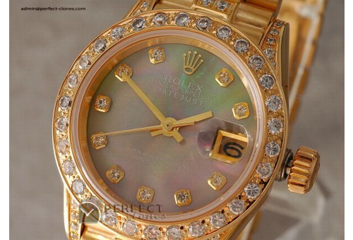 RDJLF10025 FG President MOP Green Dial Diamond Markers Eta 2671