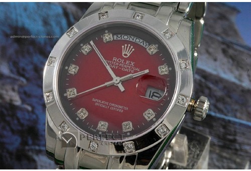 RLDDS10081 SS Masterpiece Maroon Dial Diamond Markers Eta 2836-2
