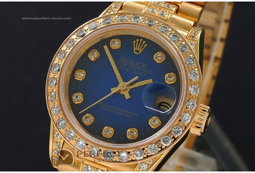 RDJLF10021 FG President Blue Dial Diamond Markers Eta 2671-2