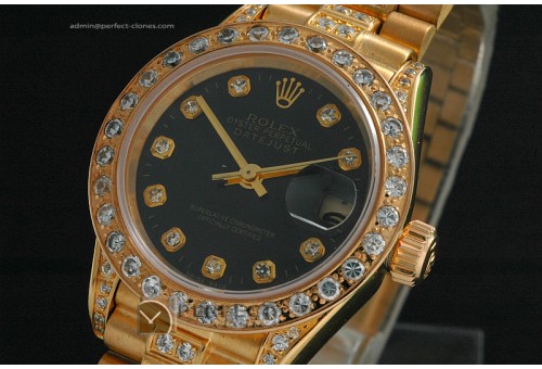 RDJLF10022 FG President Black Dial Diamond Markers Eta 2671-2