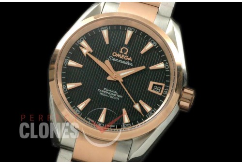 OMAT385-127S Aqua Terra Ladies SS/RG Black Stk A-2824