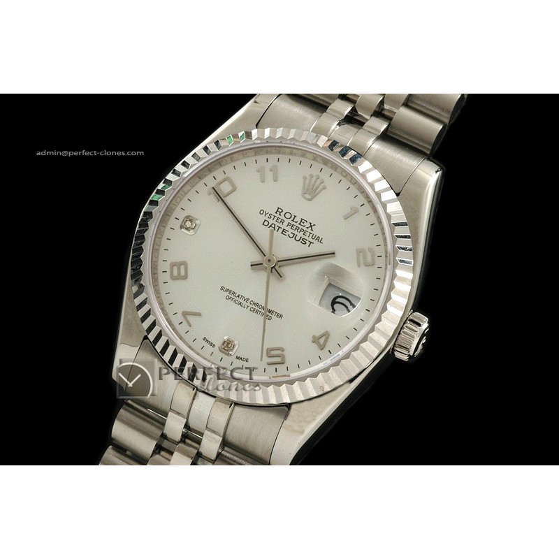 RDJMS10039 SS Silver Wht Dial Diam/Num Markers Eta 2836