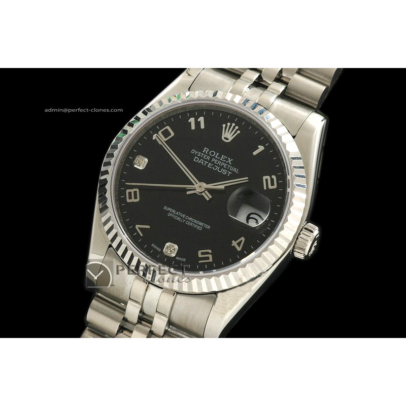 RDJMS1004SS Black Dial Diam/Num Markers Eta 2836