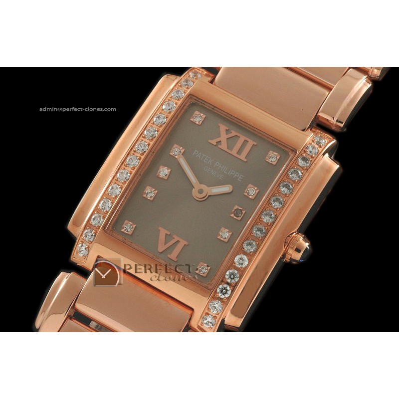 PP01021 Ladies 24 Hours Single Diamonds RG Grey Swiss Quartz