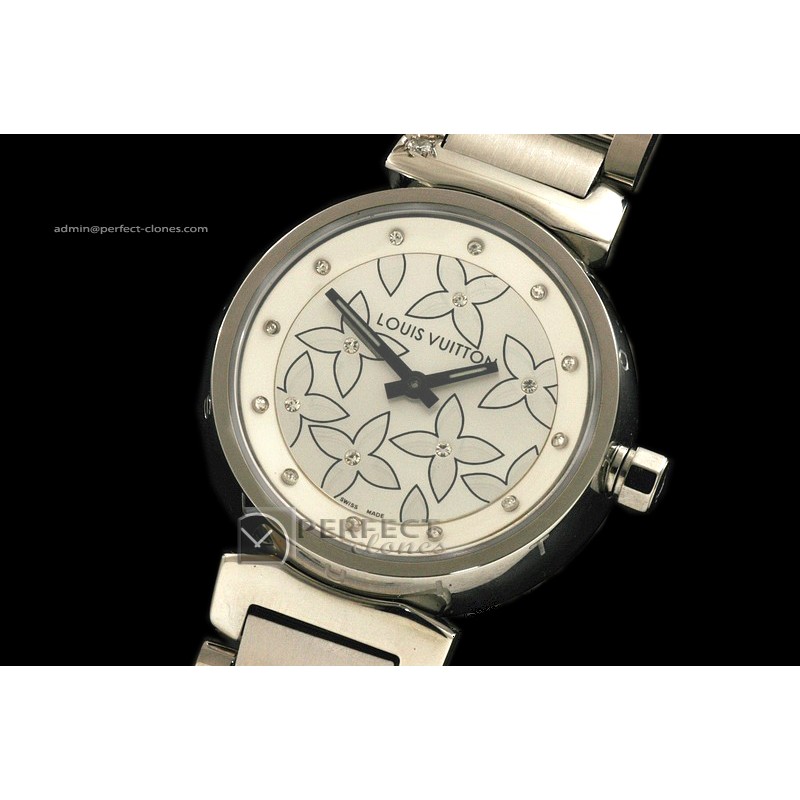 LV10012 Tambour Ladies Lovely Diamonds SS Silver Dial