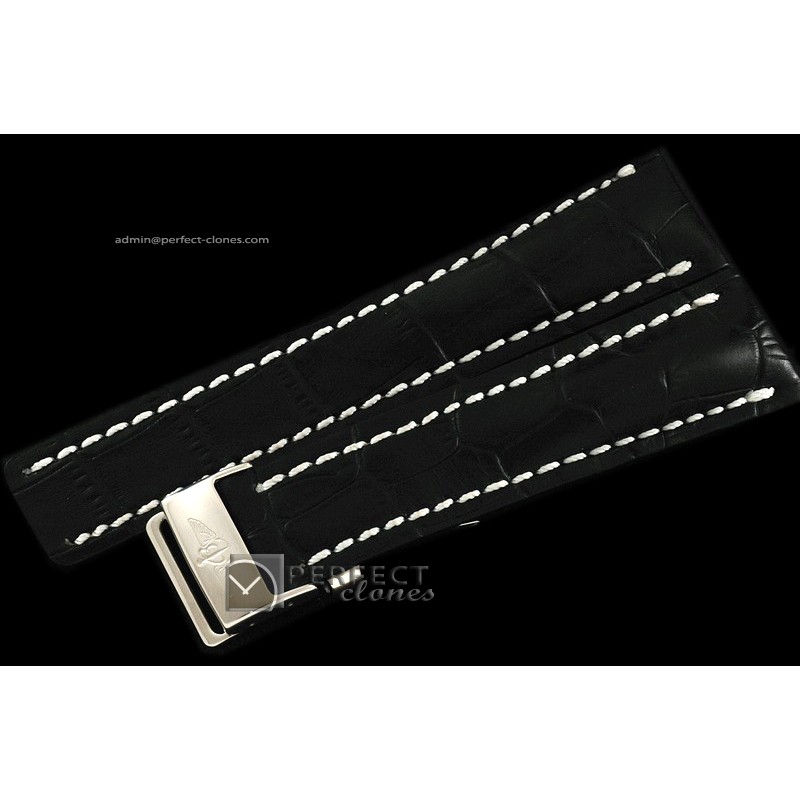 BLA10102 Leather strap Black W/Deployant - For 46 -49mm watches