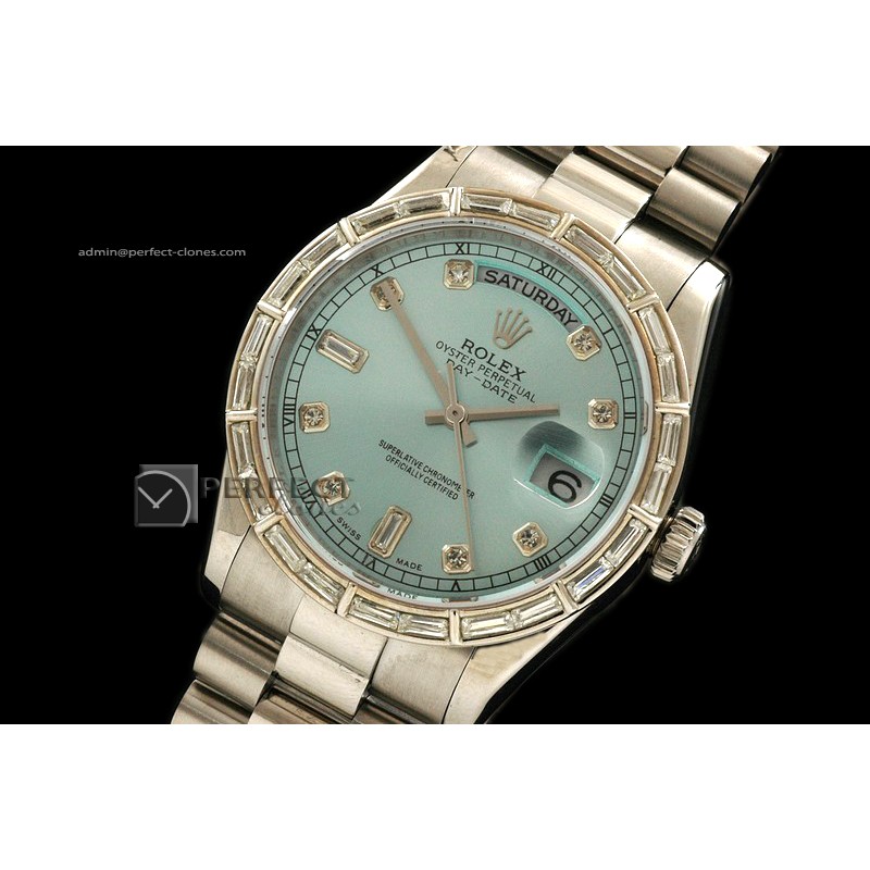 RLDDS1007SS Ice Blue Long Baguet Bezel Diamond Markers Eta 283