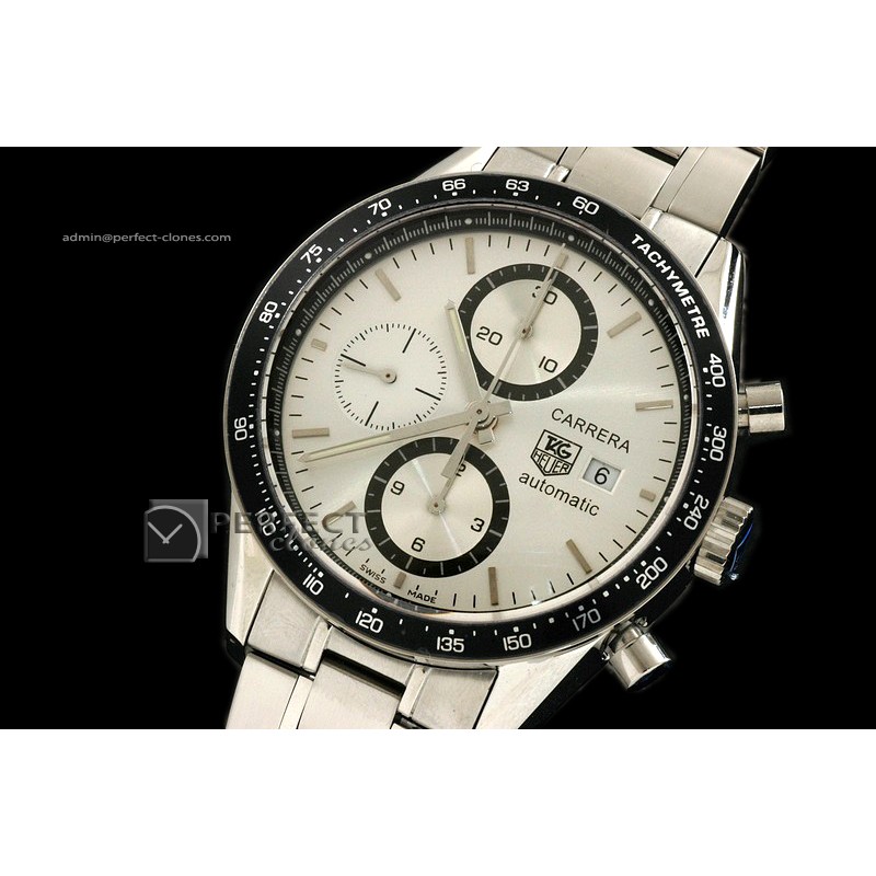 TG10052 Carrera Automatic Chronograph SS White A-77528800bph