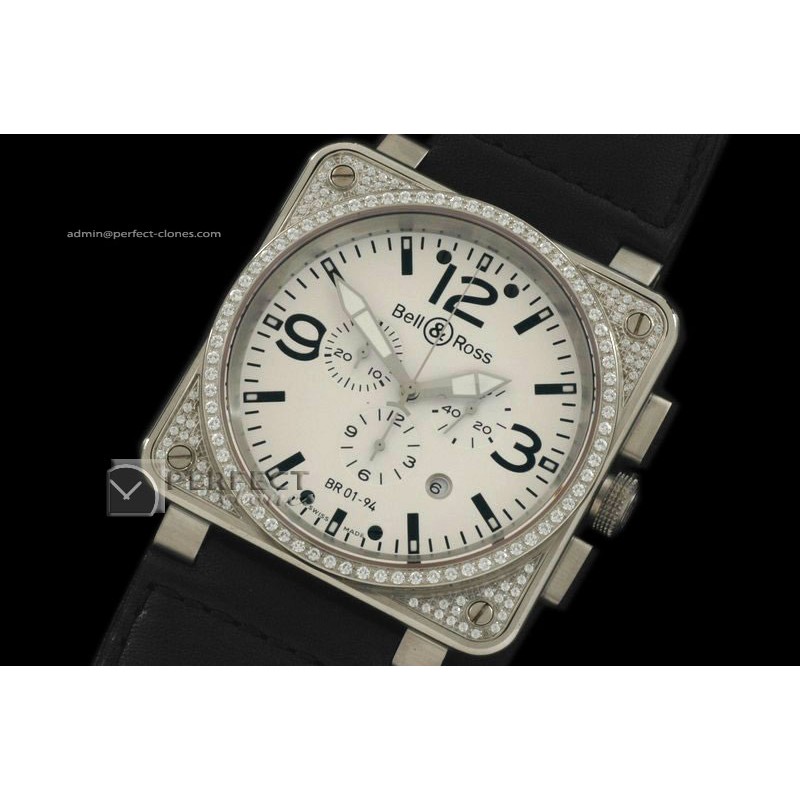 BO10015 BR Instrument 01-94 Chrono SS White/Diams 46mm Swiss Qtz