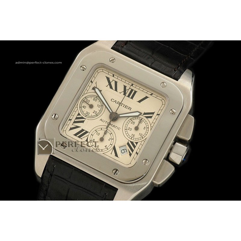 CARS1001Santos 10Chrono SS Men Swiss 7753 Working Chronos