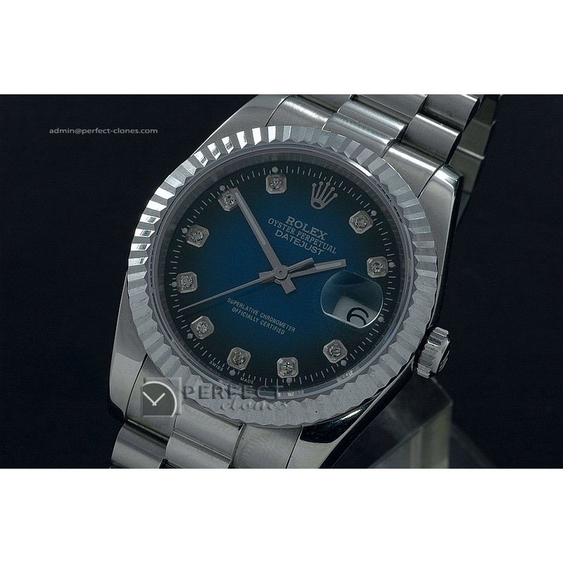 RDJMS10018 SS Burnt Blue Dial Diamond Markers Eta 2836-2