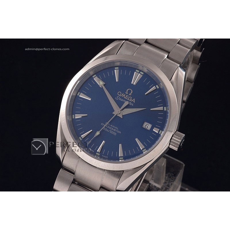 OMSE10017 Aqua Terra Co-Axial Man SS Blue Silver Markers 2892
