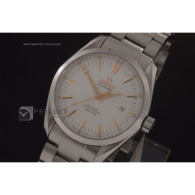 OMSE10016 Aqua Terra Co-Axial Man SS White Gold Markers Eta 2892