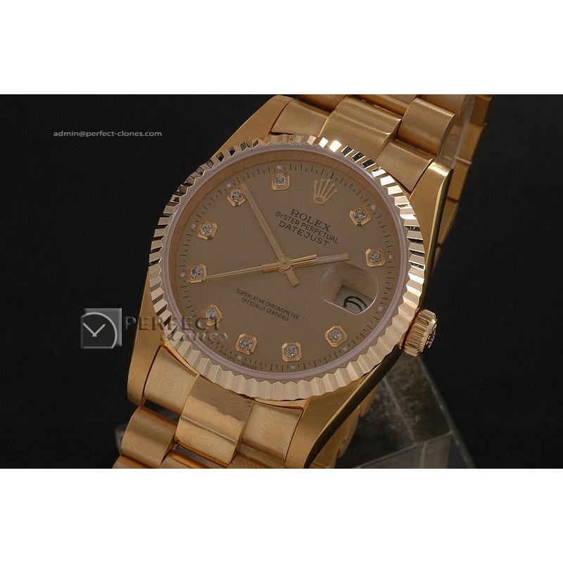 RDJMF10001 FG Gold Dial Diamond Markers Swiss Eta 2836-2