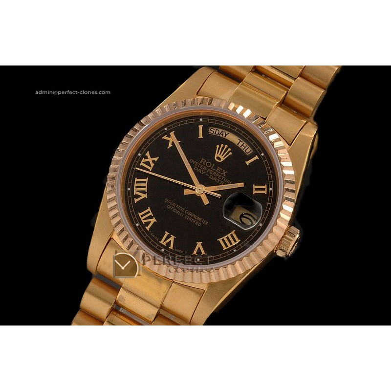 RLDDF10007 Full Gold Black Dial Roman Markers Eta 2836-2