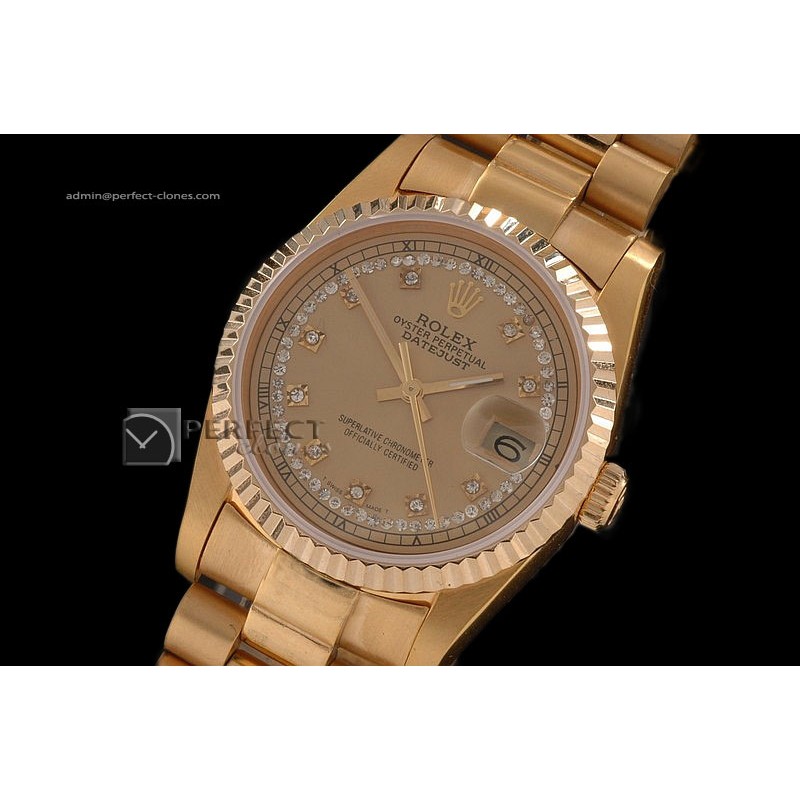 RDJMF10004 FG Gold Dial Diamond Markers Swiss Eta 2836-2